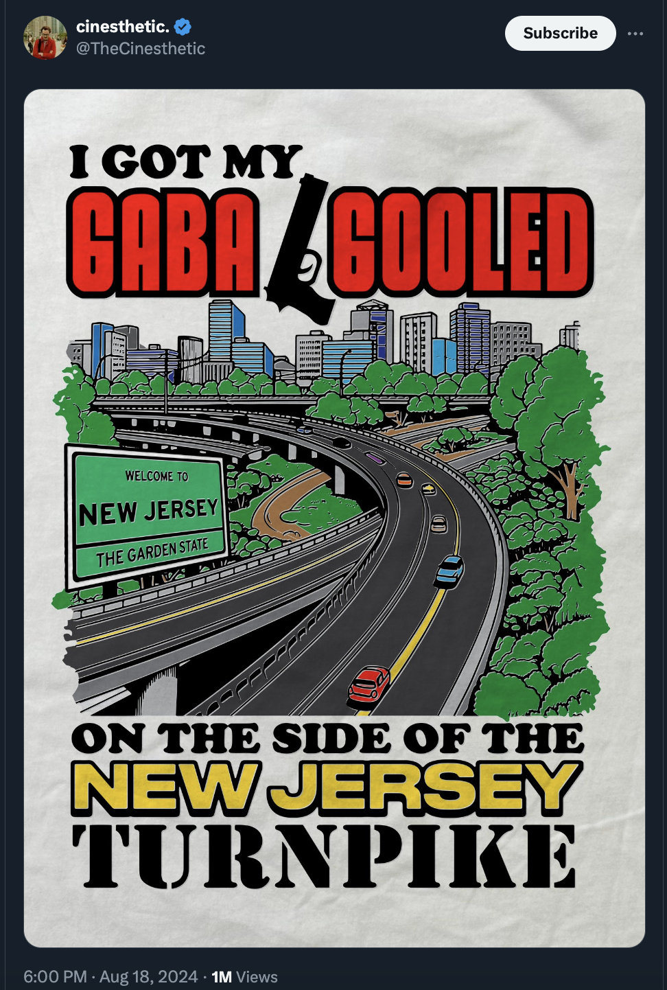 track - cinesthetic. Subscribe I Got My Gaba Gooled Welcome To New Jersey The Garden State On The Side Of The New Jersey Turnpike 1M Views